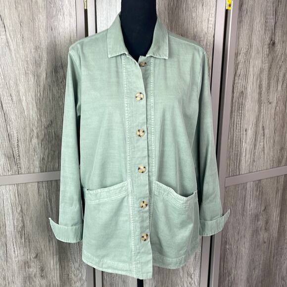 Copied - J. Jill sea foam green button up shacket women’s M - Picture 1 of 12